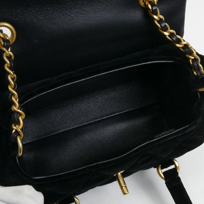 CHANEL シャネル ベルベット ミニ ボーリング 2024 VIP クリスマスギフト 2Wayショルダーバッグ ブラック レディース【中古】【美品】