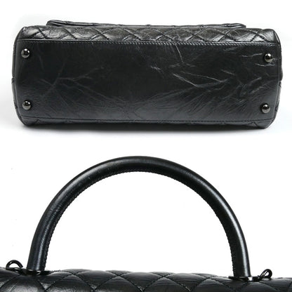 CHANEL シャネル ココハンドル 29 エイジドカーフスキン 2Wayショルダーバッグ メタリックブラック レディース【中古】