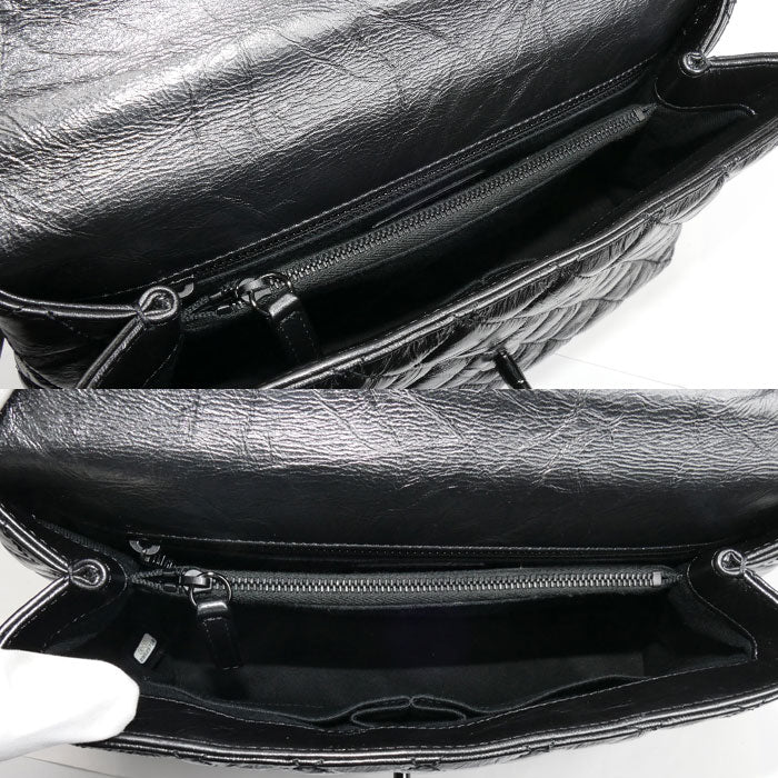 CHANEL シャネル ココハンドル 29 エイジドカーフスキン 2Wayショルダーバッグ メタリックブラック レディース【中古】