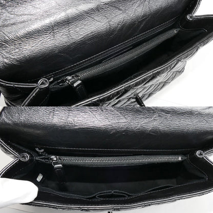 CHANEL シャネル ココハンドル 29 エイジドカーフスキン 2Wayショルダーバッグ メタリックブラック レディース【中古】