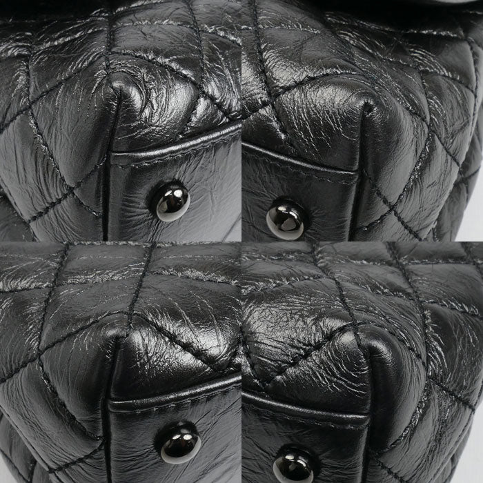 CHANEL シャネル ココハンドル 29 エイジドカーフスキン 2Wayショルダーバッグ メタリックブラック レディース【中古】