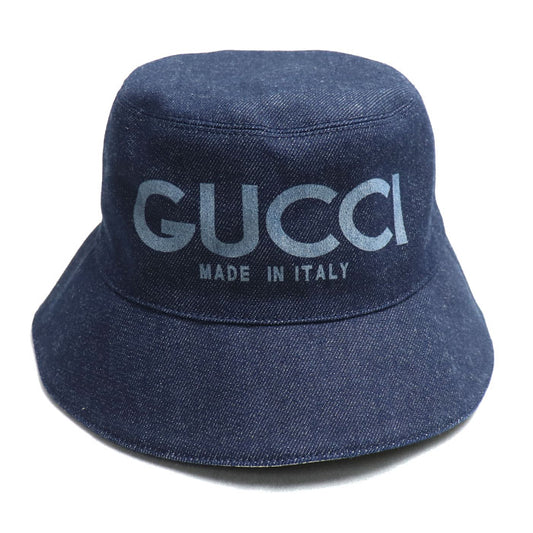 GUCCI グッチ レーザー デニム バケットハット ハット ブルー 803042 L メンズ レディース ユニセックス【中古】【極美品】