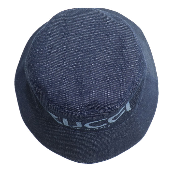 GUCCI グッチ レーザー デニム バケットハット ハット ブルー 803042 L メンズ レディース ユニセックス【中古】【極美品】