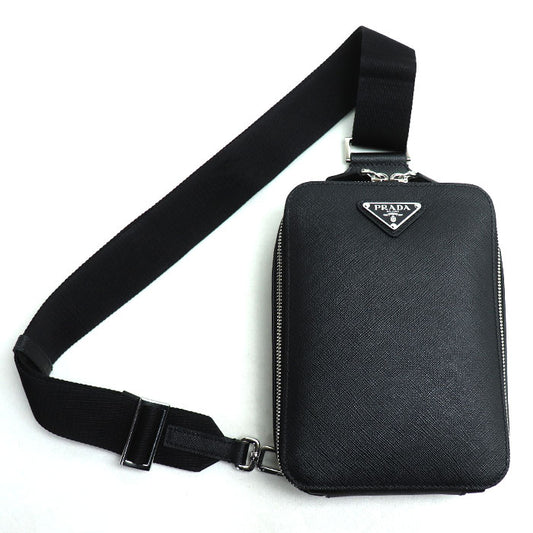 PRADA プラダ ブリック サフィアーノ ワンショルダー ウエストバッグ ブラック 2VZ106 T368500 ユニセックス【中古】【美品】