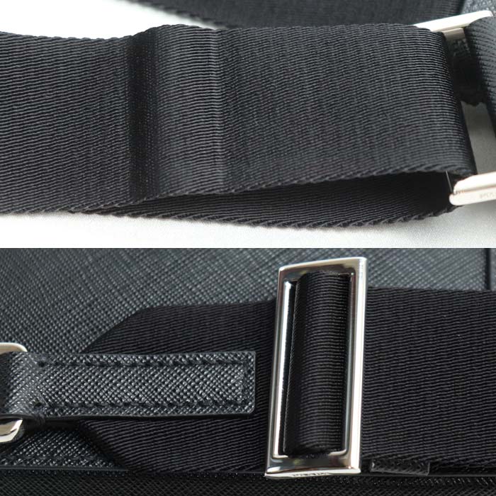 PRADA プラダ ブリック サフィアーノ ワンショルダー ウエストバッグ ブラック 2VZ106 T368500 ユニセックス【中古】【美品】