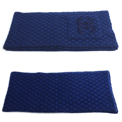 CHANEL シャネル 大判 ポケット付き キルティング マフラー ブルー レディース【中古】