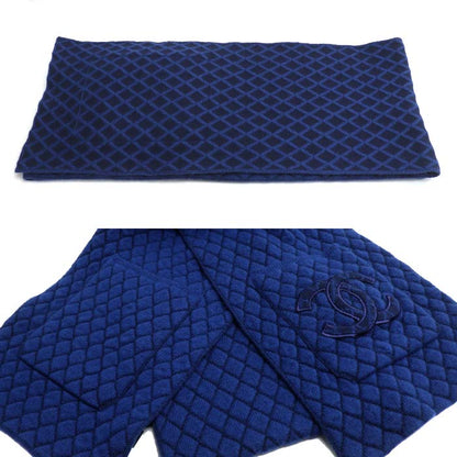 CHANEL シャネル 大判 ポケット付き キルティング マフラー ブルー レディース【中古】