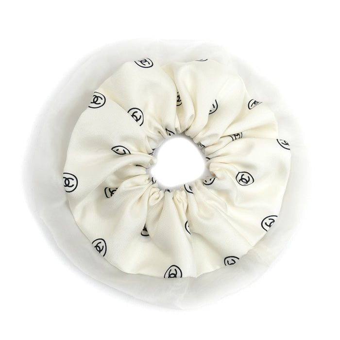 CHANEL シャネル シルク シュシュ シルクツイル ホワイト&ブラック ヘアアクセサリー AAB536-B22431-U4551 レディース【中古】【極美品】