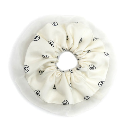 CHANEL シャネル シルク シュシュ シルクツイル ホワイト&ブラック ヘアアクセサリー AAB536-B22431-U4551 レディース【中古】【極美品】