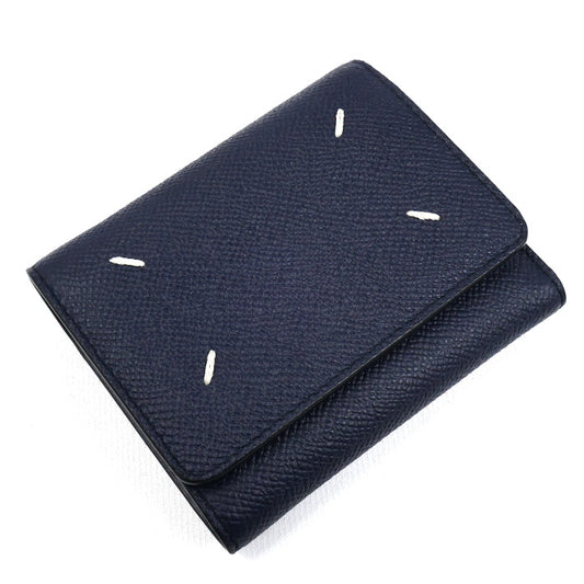 Maison Margiela 4ステッチ 三つ折り財布 ネイビー SA3UI0017 ユニセックス【中古】