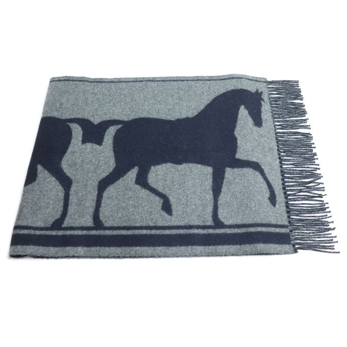 HERMES エルメス テット ア クー マフラー マリン / アントラシト・シネ H259141S 03 レディース【中古】【美品】