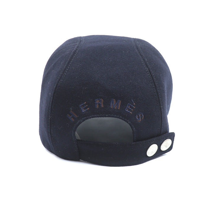 HERMES エルメス セリエボタン バック ロゴ キャップ ダークネイビー 
60 ユニセックス【中古】