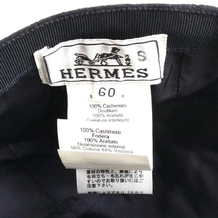 HERMES エルメス セリエボタン バック ロゴ キャップ ダークネイビー 
60 ユニセックス【中古】