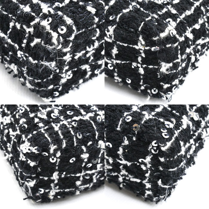 CHANEL シャネル ファブリック ミニチェーンショルダー ショルダーバッグ ブラック AP3435 スパンコール レディース【中古】【美品】