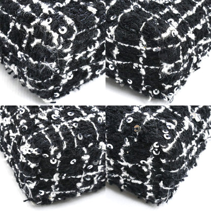 CHANEL シャネル ファブリック ミニチェーンショルダー ショルダーバッグ ブラック AP3435 スパンコール レディース【中古】【美品】