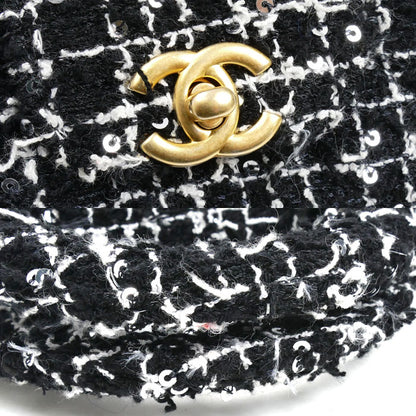 CHANEL シャネル ファブリック ミニチェーンショルダー ショルダーバッグ ブラック AP3435 スパンコール レディース【中古】【美品】