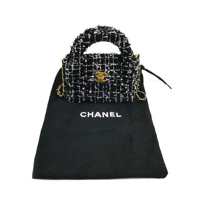 CHANEL シャネル ファブリック ミニチェーンショルダー ショルダーバッグ ブラック AP3435 スパンコール レディース【中古】【美品】