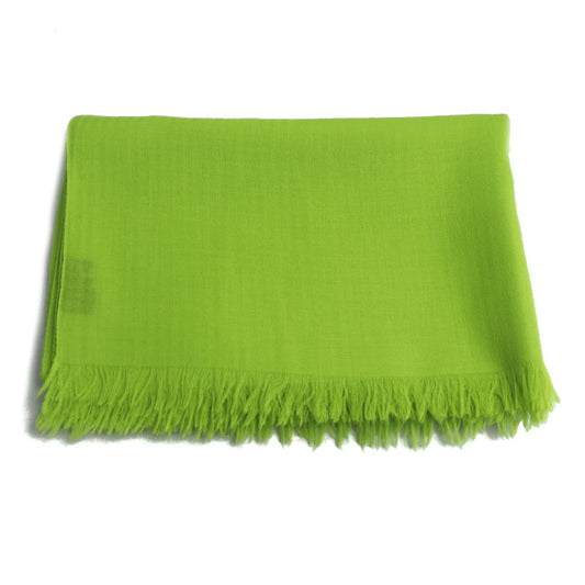 HERMES エルメス カシミヤ/ウール マフラー ライムグリーン ストール 大判 レディース【中古】