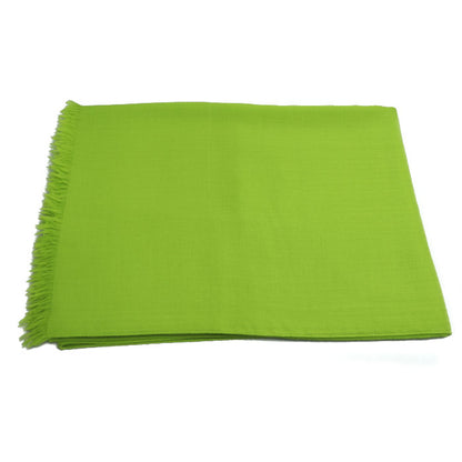 HERMES エルメス カシミヤ/ウール マフラー ライムグリーン ストール 大判 レディース【中古】