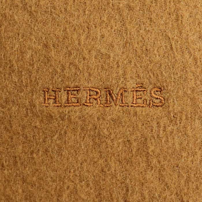 HERMES エルメス カシミヤ/ウール 大判 ストール ブラウン レディース【中古】