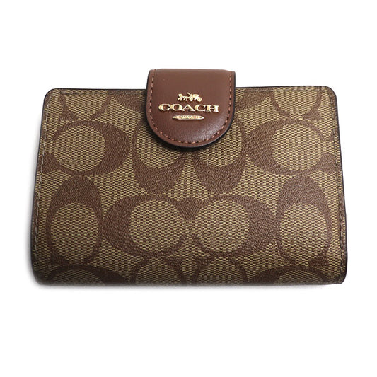 COACH コーチ コンパクトウォレット 二つ折り財布 ブラウン C0082 IME74 アウトレット レディース【未使用】【買取品】