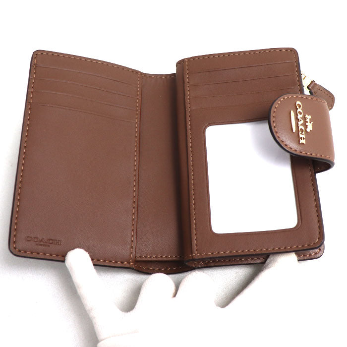 COACH コーチ コンパクトウォレット 二つ折り財布 ブラウン C0082 IME74 アウトレット レディース【未使用】【買取品】