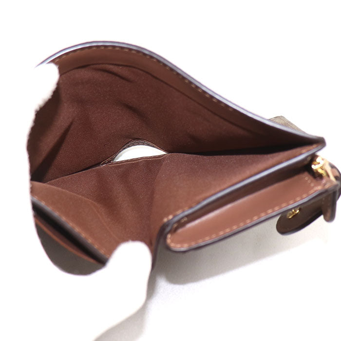 COACH コーチ コンパクトウォレット 二つ折り財布 ブラウン C0082 IME74 アウトレット レディース【未使用】【買取品】