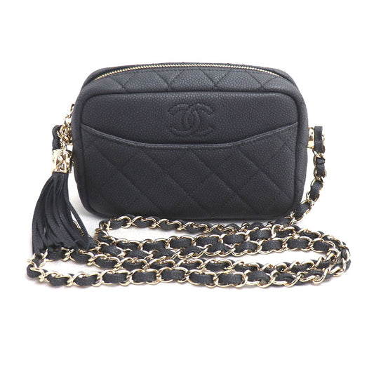 CHANEL シャネル キャビアスキン マトラッセ カメラバッグ ショルダーバッグ ブラック A57717 レディース【中古】【美品】