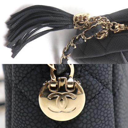 CHANEL シャネル キャビアスキン マトラッセ カメラバッグ ショルダーバッグ ブラック A57717 レディース【中古】【美品】