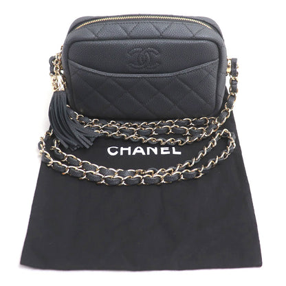 CHANEL シャネル キャビアスキン マトラッセ カメラバッグ ショルダーバッグ ブラック A57717 レディース【中古】【美品】