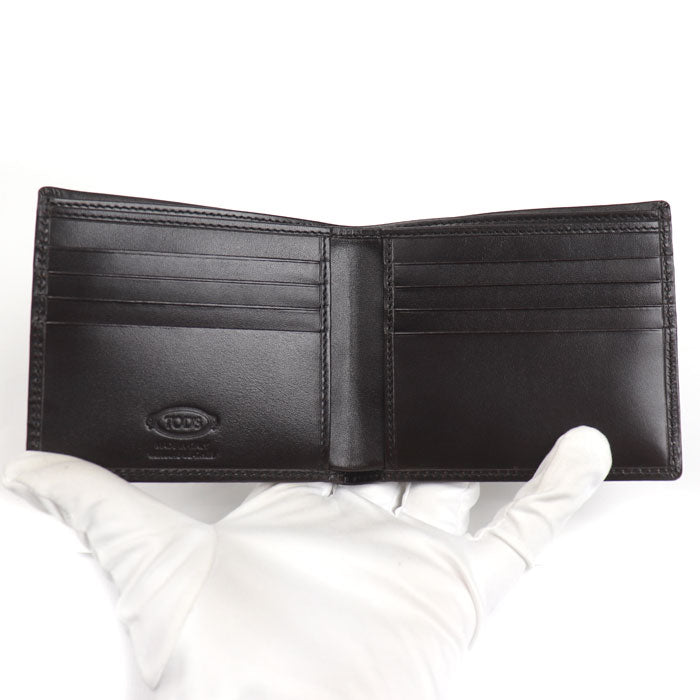 TOD’S トッズ 札入れ 二つ折り財布 ブラウン レッド メンズ【中古】【美品】