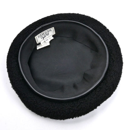 HERMES エルメス ムートンファー ベレー帽 ブラック 56 レディース【中古】