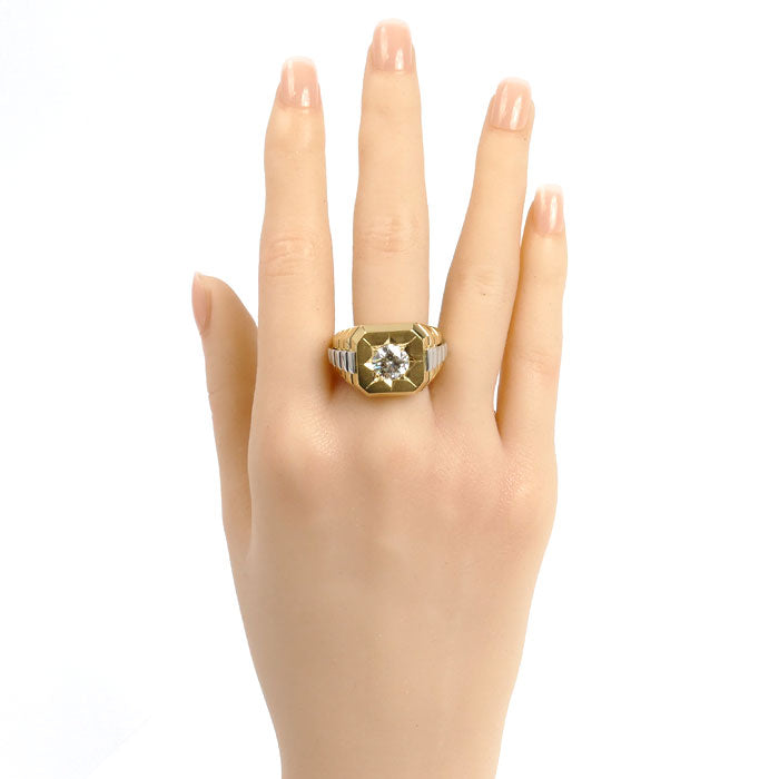 K18YG/Pt900 リング・指輪 ダイヤモンド1.613ct 22号 33.5g メンズ【中古】