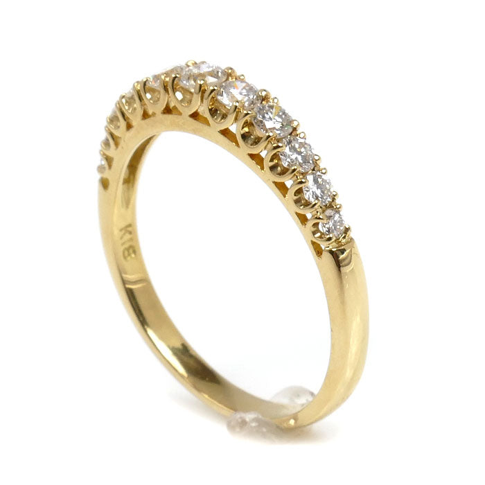 K18YG イエローゴールド ハーフエタニティ リング・指輪 ダイヤモンド0.50ct 14号 2.5g レディース【中古】