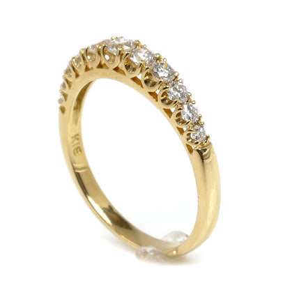 K18YG イエローゴールド ハーフエタニティ リング・指輪 ダイヤモンド0.50ct 14号 2.5g レディース【中古】