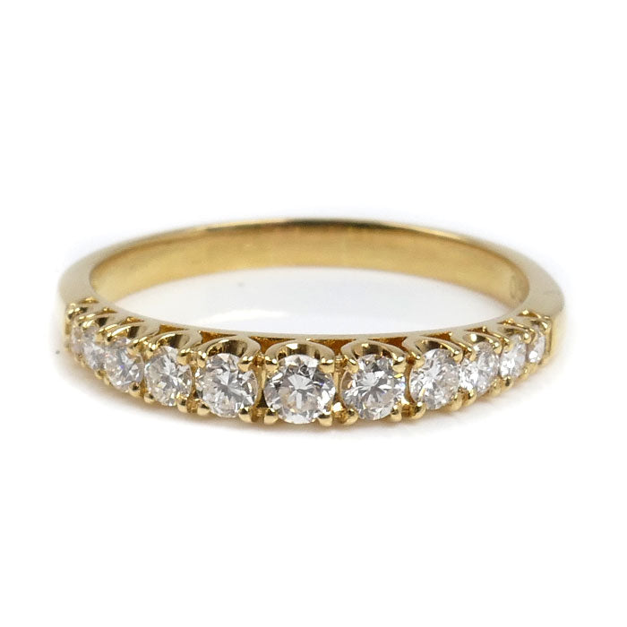 K18YG イエローゴールド ハーフエタニティ リング・指輪 ダイヤモンド0.50ct 14号 2.5g レディース【中古】