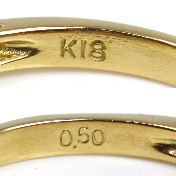 K18YG イエローゴールド ハーフエタニティ リング・指輪 ダイヤモンド0.50ct 14号 2.5g レディース【中古】