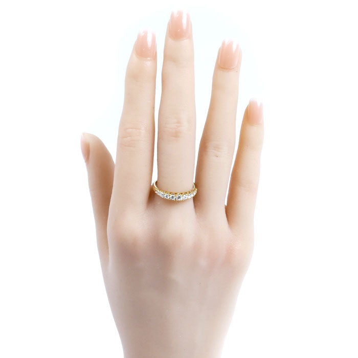 K18YG イエローゴールド ハーフエタニティ リング・指輪 ダイヤモンド0.50ct 14号 2.5g レディース【中古】