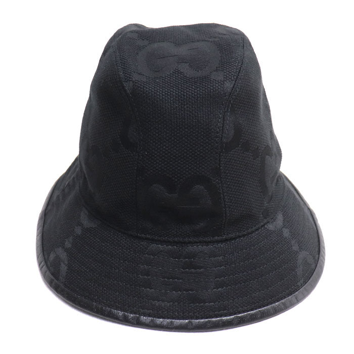 GUCCI グッチ ジャンボGGキャンバス バケットハット ハット ブラック 727563 L ユニセックス【中古】【美品】