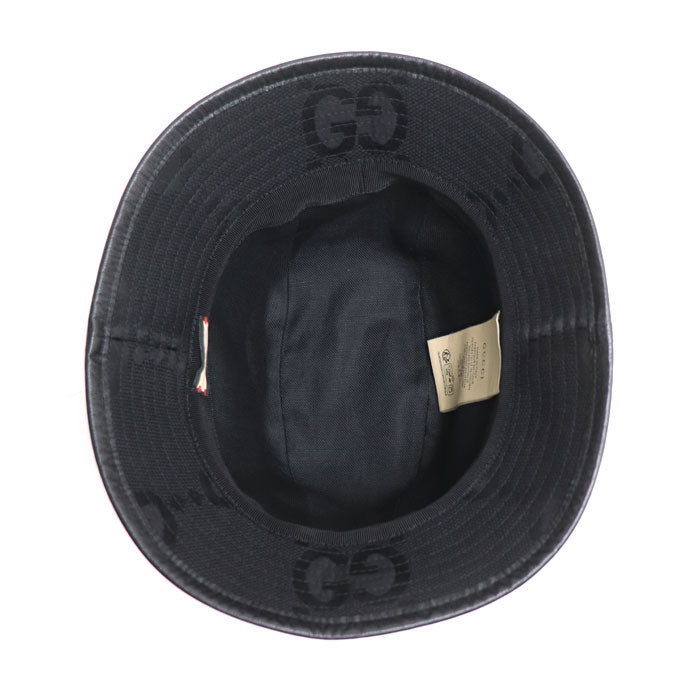 GUCCI グッチ ジャンボGGキャンバス バケットハット ハット ブラック 727563 L ユニセックス【中古】【美品】