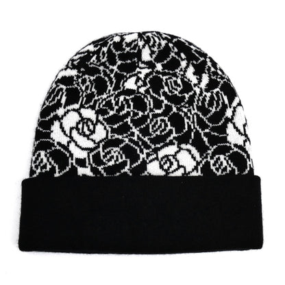CHANEL シャネル カメリア ニットキャップ ブラック ホワイト AA9508 レディース【中古】【美品】
