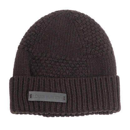 LOUIS VUITTON ルイ・ヴィトン ダミエ レザーパッチ ニットキャップ ブラウン 402775 レディース【中古】