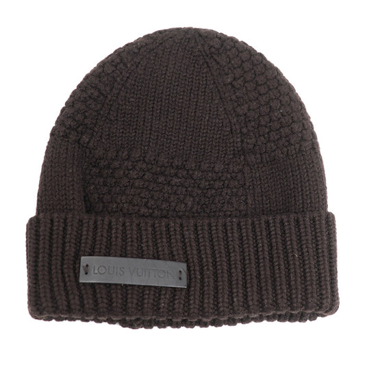 LOUIS VUITTON ルイ・ヴィトン ダミエ レザーパッチ ニットキャップ ブラウン 402775 レディース【中古】