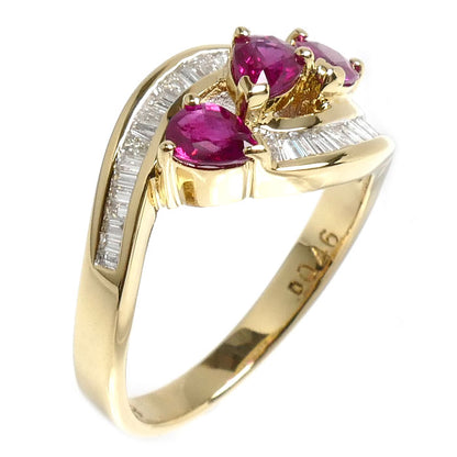 K18YG イエローゴールド リング・指輪 ピンクサファイア0.96ct ダイヤモンド0.46ct 11.5号 4.7g レディース【中古】【美品】