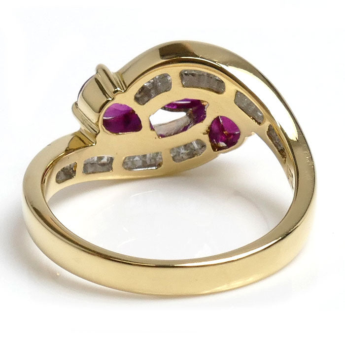 K18YG イエローゴールド リング・指輪 ピンクサファイア0.96ct ダイヤモンド0.46ct 11.5号 4.7g レディース【中古】【美品】