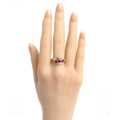 K18YG イエローゴールド リング・指輪 ピンクサファイア0.96ct ダイヤモンド0.46ct 11.5号 4.7g レディース【中古】【美品】