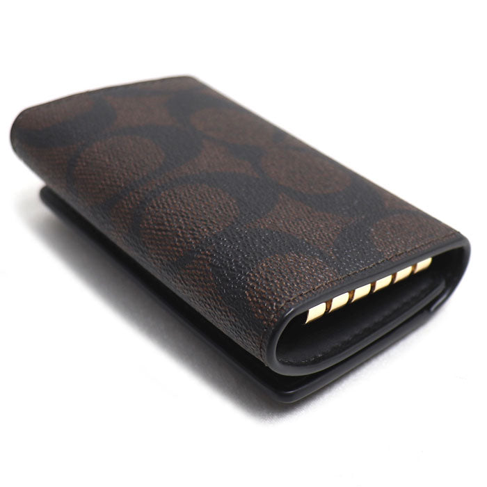 COACH コーチ シグネチャー 5連キーケース キーリング付き キーケース ブラウン F77998 IMAA8 アウトレット品 レディース【中古】【美品】