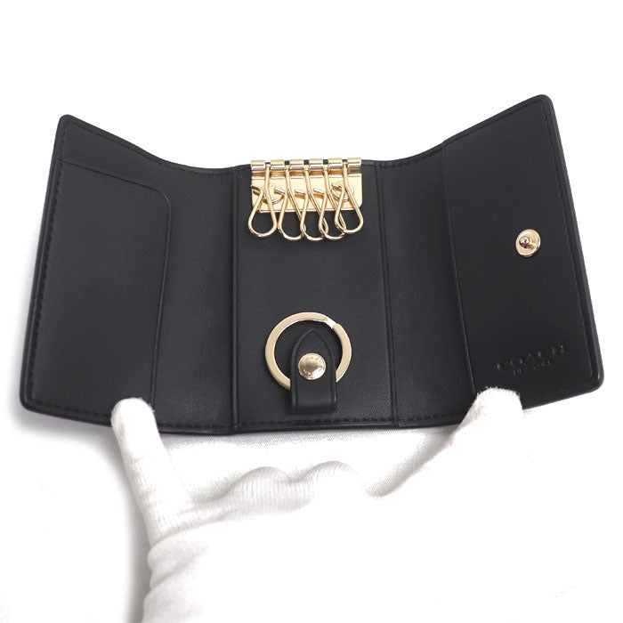 COACH コーチ シグネチャー 5連キーケース キーリング付き キーケース ブラウン F77998 IMAA8 アウトレット品 レディース【中古】【美品】