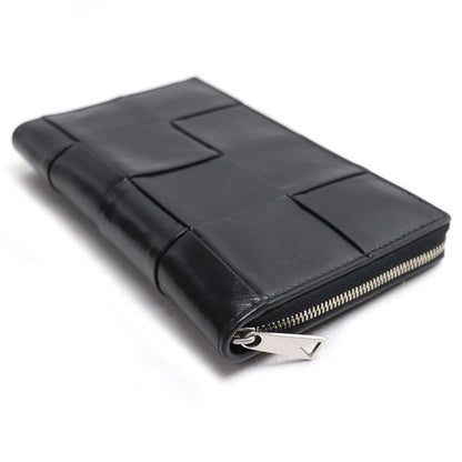 BOTTEGAVENETA ボッテガヴェネタ マキシイントレチャート ジップアラウンド カセット 長財布 ラウンドファスナー ブラック 690945 ユニセックス【中古】