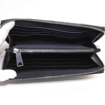 BOTTEGAVENETA ボッテガヴェネタ マキシイントレチャート ジップアラウンド カセット 長財布 ラウンドファスナー ブラック 690945 ユニセックス【中古】